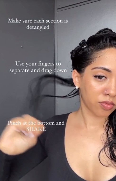 curly hair boo rake and shake tiktok video